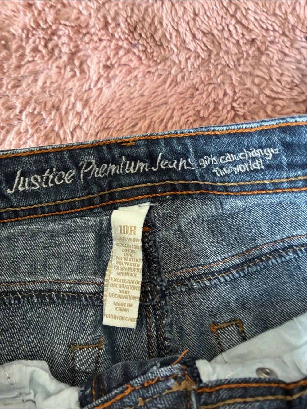 Justice Girls' Blue Boot Cut Jeans with Subtle Dot Fade